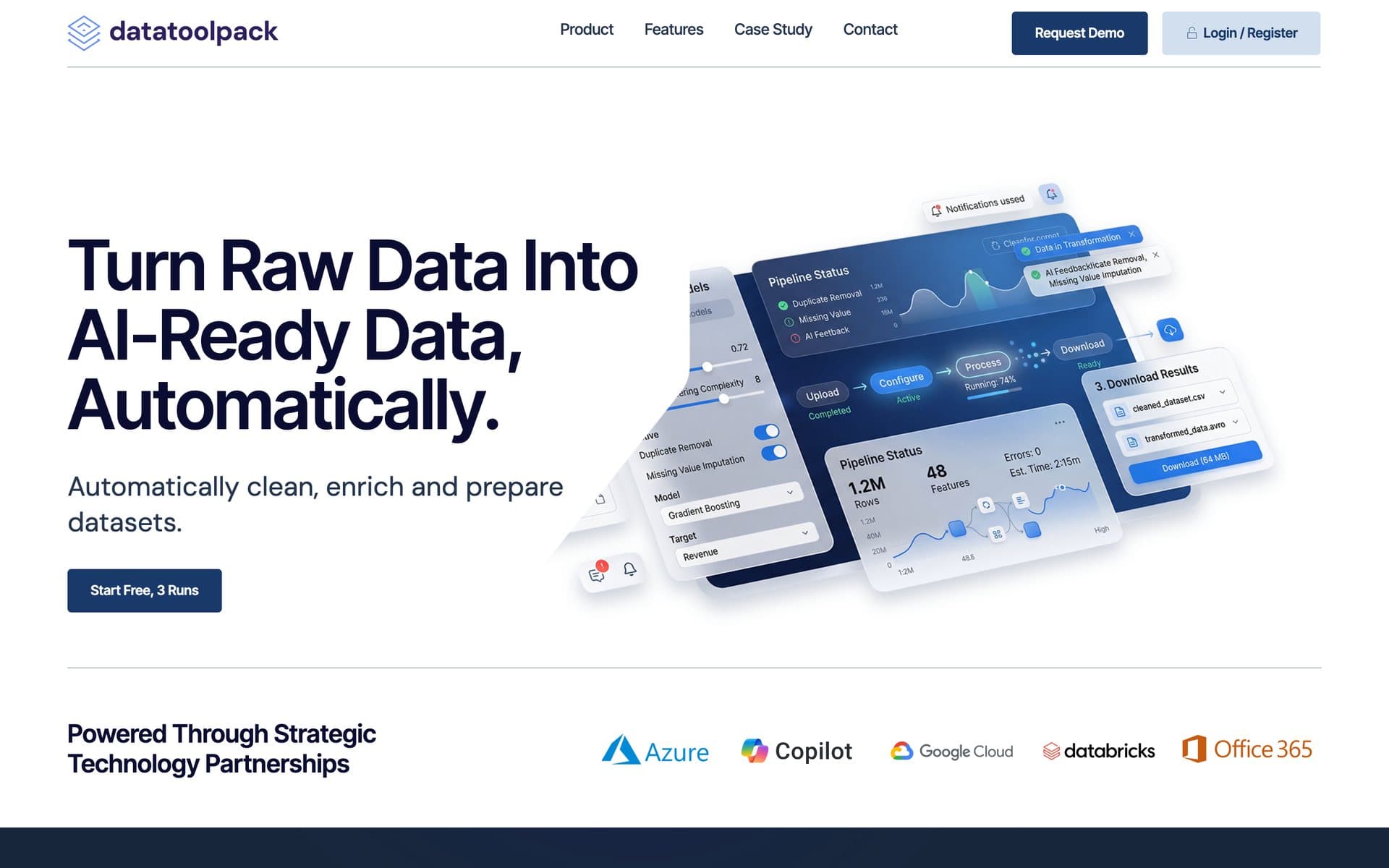 Datatoolpack website presenting AutoData